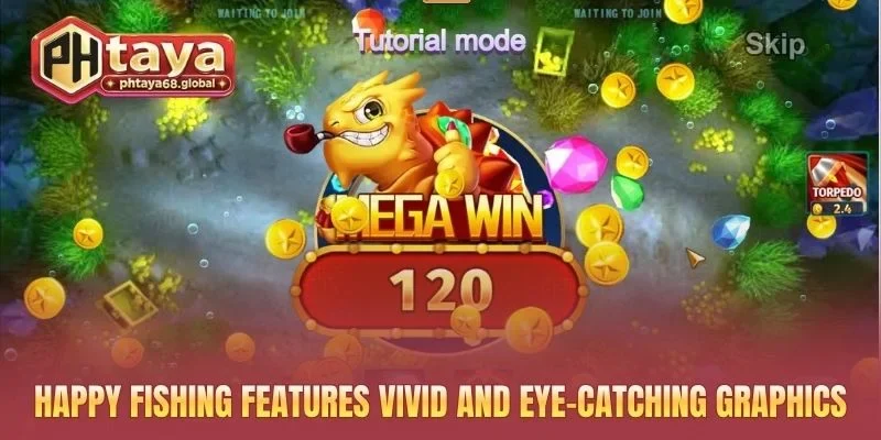 Happy Fishing features vivid and eye-catching graphics