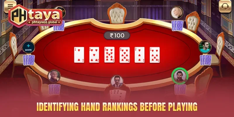 Identifying hand rankings before playing