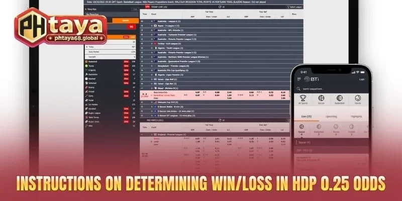 Instructions on determining win/loss in HDP 0.25 Odds