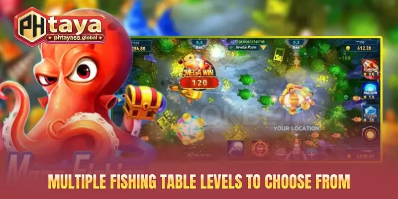 Multiple fishing table levels to choose from