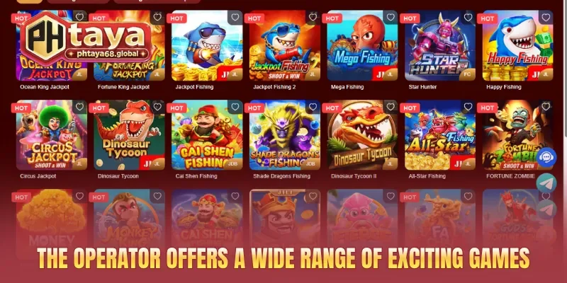The operator offers a wide range of exciting games